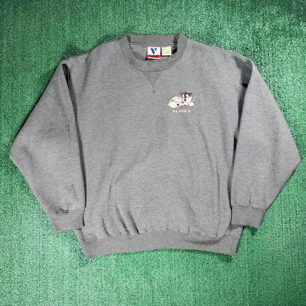 Vintage VOS Alaska Puppies Crewneck Sweatshirt XL Gray
